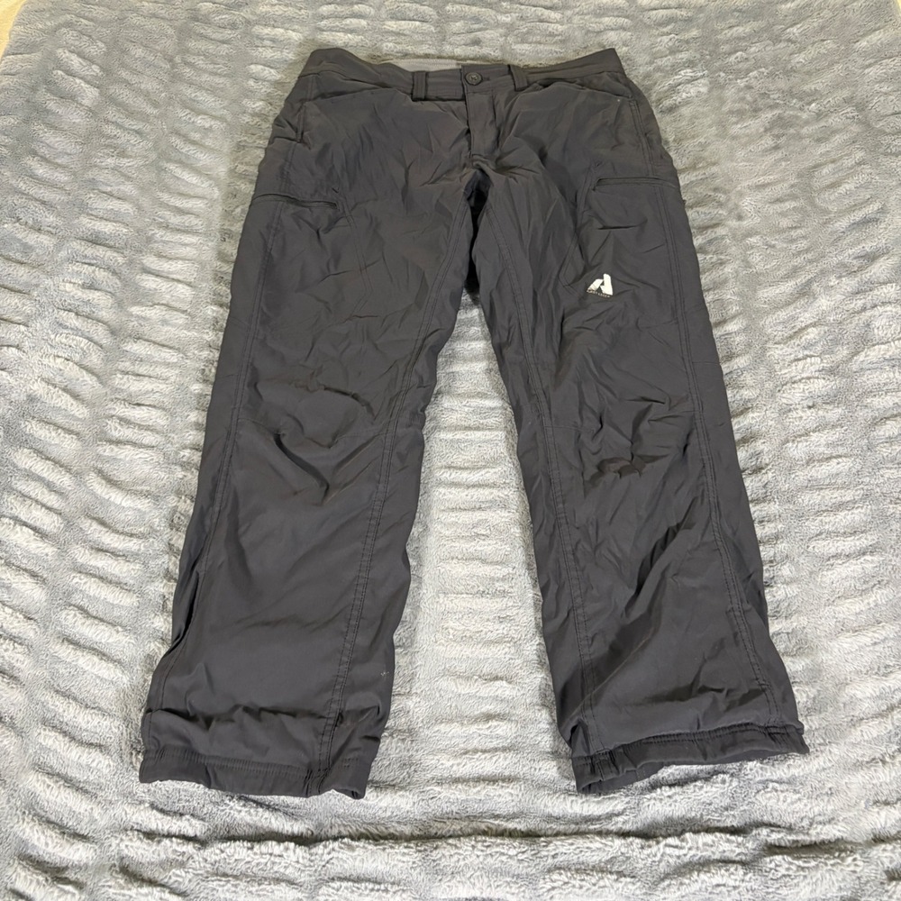 Eddie Bauer First Ascent Mens 33x30 Fleece Lined Hiking Pants Gray AT109